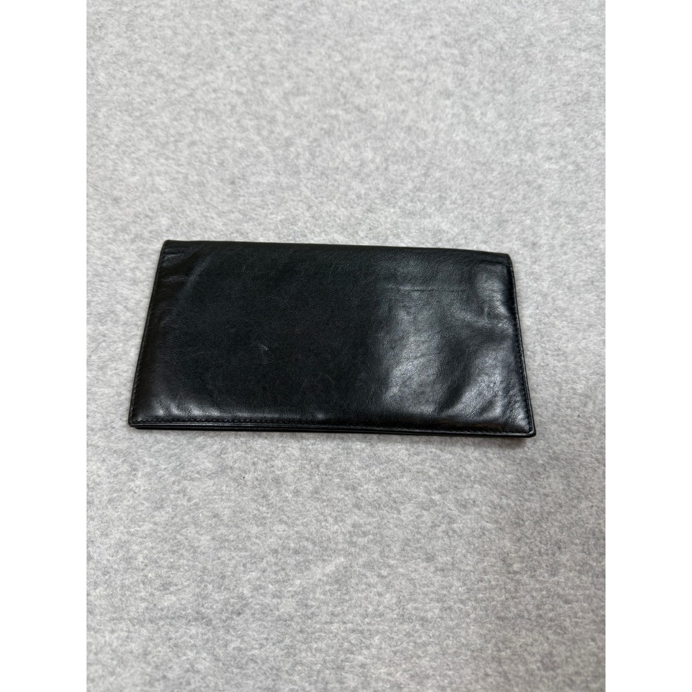 Cole Haan Mens Black Leather Breast Pocket Wallet Slim Bifold Card Holder